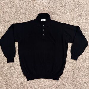 Gran Sasso Cashmere Black Sweater. 3 button 1/4.